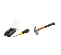 Stanley STHT0-70885 Tournevis porte-embouts - 34 embouts inclus, Jaune/Noir & Alyco - Marteau de charpentier manche fibre de verre 560 gr - 170142