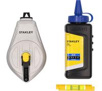 Kit cordeau traceur 30 m 1:1, boîtier aluminium, poudre bleue, niveau ficelle - STANLEY - STHT47111-0