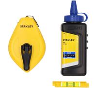 Kit cordeau traceur 30 m 1:1, poudre bleue, niveau - STANLEY - STHT47113-0