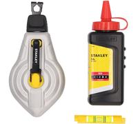 Kit cordeau traceur 30 m 6:1, poudre rouge, niveau ficelle - STANLEY - STHT47612-0