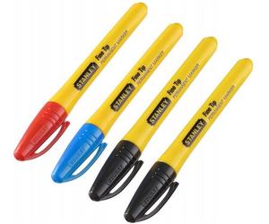 Stanley STHT81391-0 Marqueur permanent, pointe fine, 4pcs (2x noir, 1x bleu, 1x rouge)