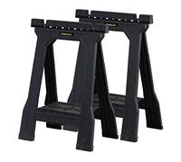 Stanley Stst1-70355 Tréteau Pliable Junior Set - 362 kg Par Paire - Rainure en V pour Coupe - Caoutchouc Anti-Dérapant Sur Les Pieds - Plateau Intégré - Dimensions Produit ( cm) : 571 x 48 x 820 mm Noir