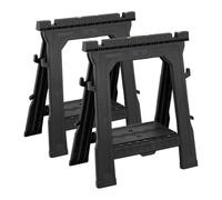 Stanley Stst1-70713 Tréteau Pliable Lot de 2 Pièces - 450 kg Par Paire - Caoutchouc Anti-Dérapant Sur Les Pieds - Rainure en V pour Découpes d'Appoints - Structure Résistante et Légère Noir