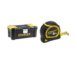 Stanley Stst1-75515 Boîte À Outils Avec Plateau Porte-Outils Amovible & 1-30-697 - Mètre Tylon Bi matière 5m X 19mm - Ruban Anti-Corrosion - Blocage Du Ruban - Position Du Zéro
