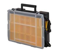 Stanley STST1-75540 Boîte à Compartiments Sortlevel 23 Compartiemnts - Profondeur 79mm - Poignée Ergonomique - Séparateurs modulables - Couvercle transparent - Loquets de Verrouillage Taille Unique Noir/Transparent