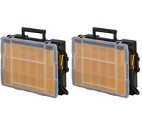 Stanley STST1-75540 Boîte à Compartiments Sortlevel 23 Compartiemnts - Profondeur 79mm - Poignée Ergonomique - Séparateurs modulables - Couvercle transparent - Loquets de Verrouillage (Lot de 2)