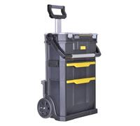 Stanley Stst1-79231 Servante modulo 2 en 1 avec Boîte À Outils et Organiseur - Dimensions 53 x 75.60 x 32 cm - 59 Litres - Poignée Télescopique avec Revêtement Bi matière, Noir