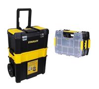 Stanley Stst1-80151 Servante Porte Outils 3 En 1 - Boite À Outils Détachable 45 Cm - 18Cm & Stst1-71197 Sort master Organiseur Empilable - Dimensions: 29 x 13 x 21 cm - Couvercle en Plastique Renforcé