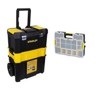 Stanley Stst1-80151 Servante Porte Outils 3 En 1 - Boite À Outils Détachable 45 Cm - Roues 18Cm & 1-94-745 Organiseur Sort master 17 Compartiments - 8 Intercalaire mobile - Couvercle Anti-mouvement