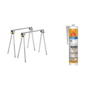 Stanley STST81337-1 Paire de tréteaux en métal & SikaSeal 108 Sanitaire Transparent, Mastic Cuisine & Salle de Bain Anti-Moisissures
