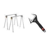 STANLEY Trétaux Métal Paire - STST81337-1 & Amazon Basics Clé réglable de 6 pouces (150 mm) pour travaux de plomberie - Avec manche confortable antidérapant et large mâchoire