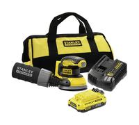 Stanley - Ponceuse excentrique 18V 125 mm, 1 batterie 2,0 Ah Li-Ion, chargeur SFMCW220D1S-QW
