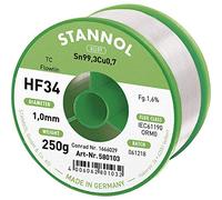 Stannol 1666029 580103 HF34 1,6% 1,0 mm FLOWTIN TC CD Bobine sans plomb Sn99,3Cu0,7 250 g 1 mm