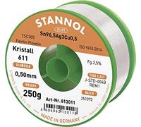 Stannol 813011 FLOWTIN TSC305 Fairtin Kristall 611 Bobines de fil à souder de 0,5 mm de diamètre 250 g