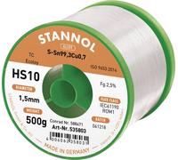 Stannol HS10 2510 Étain à souder sans plomb bobine Sn99,3Cu0,7 ROM1 500 g 1.5 mm