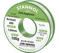 Stannol Kristall 600 Fairtin Étain à souder sans plomb sans plomb Sn96,5Ag3Cu0,5 REL0 100 g 1 mm