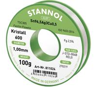 Stannol Kristall 600 Fairtin Étain à souder sans plomb sans plomb Sn96,5Ag3Cu0,5 REL0 100 g 1 mm