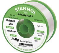 Stannol Kristall 600 Fairtin Étain à souder sans plomb sans plomb Sn96,5Ag3Cu0,5 REL0 250 g 0.5 mm