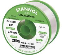 Stannol Kristall 600 Fairtin Étain à souder sans plomb sans plomb Sn96,5Ag3Cu0,5 REL0 250 g 0.5 mm