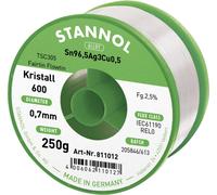 Stannol Kristall 600 Fairtin Étain à souder sans plomb sans plomb Sn96,5Ag3Cu0,5 REL0 250 g 0.7 mm