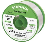 Stannol Kristall 600 Fairtin Étain à souder sans plomb sans plomb Sn96,5Ag3Cu0,5 REL0 250 g 0.7 mm