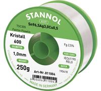 Stannol Kristall 600 Fairtin Étain à souder sans plomb sans plomb Sn96,5Ag3Cu0,5 REL0 250 g 1 mm