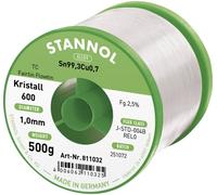 Stannol Kristall 600 Fairtin Étain à souder sans plomb sans plomb Sn99,3Cu0,7 REL0 500 g 1 mm