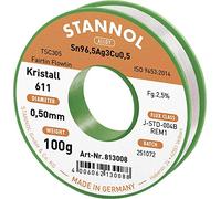 Stannol Étain à souder sans plomb Kristall 611 Fairtin Sn96,5Ag3Cu0,5 0,5 mm 100 g