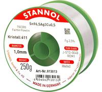 Stannol Kristall 611 Fairtin Étain à souder sans plomb sans plomb Sn96,5Ag3Cu0,5 REM1 250 g 1 mm