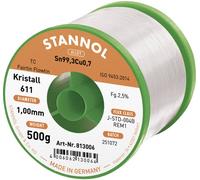Stannol Kristall 611 Fairtin Étain à souder sans plomb sans plomb Sn99,3Cu0,7 REM1