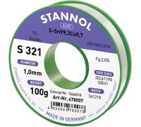 Stannol S321 2,0% 1,0MM SN99,3CU0,7CD 100G Étain à souder sans plomb sans plomb, bobine Sn99,3Cu0,7 ORH1 100 g 1 mm