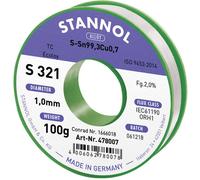 Stannol S321 2,0% 1,0MM SN99,3CU0,7CD 100G Étain à souder sans plomb sans plomb, bobine Sn99,3Cu0,7 ORH1 100 g 1 mm