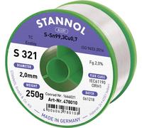 Stannol S321 2,0% 2,0MM SN99,3CU0,7 CD 250G Étain à souder sans plomb sans plomb, bobine Sn99,3Cu0,7 ORH1 250 g 2 mm