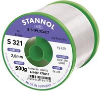Stannol S321 2,0% 2,0MM SN99,3CU0,7CD 500G Étain à souder sans plomb sans plomb, bobine Sn99,3Cu0,7 ORH1 500 g 2 mm