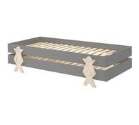 STAPEL - Lot de 2 Lits Empilables 90x200cm Gris Smiley - Altobuy Gris G