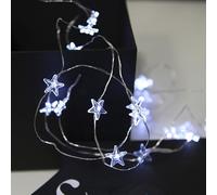 Star 726-37 Guirlande de 12 LED à piles avec étoiles blanches Blanc froid 60 cm