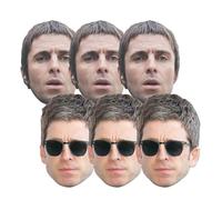 Star Cutouts CMP006 Liam and Noel Gallagher Masks Lot de 6 Masques en Carton avec languettes et élastique
