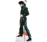 STAR CUTOUTS Figurine en carton Elvis Presley tout en cuir noir qui brille avec micro -H 184 cm Noir