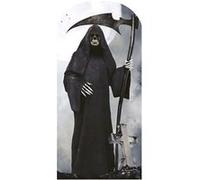 STAR CUTOUTS Figurine en carton Passe-tête - Halloween - La Faucheuse avec fond gris - Haut 190 cm Noir G
