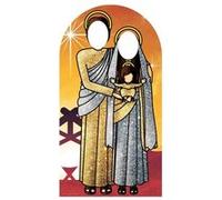 STAR CUTOUTS Figurine en carton Passe tête Joseph et Marie et Jésus -Sainte Famille fond doré Haut 174 cm Multicolors G