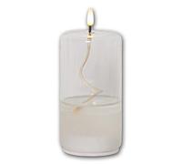 Star Trading Bougie LED lampe à huile avec minuterie, cylindre, hauteur 17,5cm, à piles, récipient en verre/cire transparente
