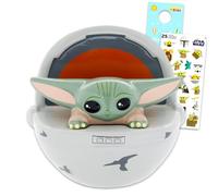 Star Wars Baby Yoda Tirelire en céramique - Ensemble avec 30,5 cm Baby Yoda haut pour économiser de l'argent et des billets de banque avec autocollants, plus | Tirelire Disney