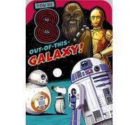 Star Wars Carte d'anniversaire 8 ans Motif galaxie avec R2-D2, BB-8 et C-3PO