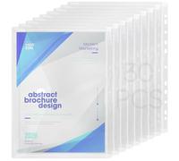 Staranry 30 PCS Pochette Plastique A4 Perforée | Pochettes Plastiques Perforées A4 avec Bouton Pression, Pochette Transparente pour Bureau, École, Organisation de Documents