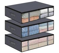 Staranry Lot de 3 Sac de Rangement Vetement,40L Boite Rangement, Boîte de Rangement sous lit Pliable, avec Poignée Renforcée, Caisse Rangement pour Les Vêtements Couvertures Jouets