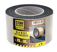 STARBLOCK Bande d'étanchéité adhésive pour lambourde terrasse, L.20m x l.80mm, Mousse Polyéthylène d'1 mm, protection contre l'eau