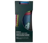 STARBUCKS Lot de 5 tasses froides réutilisables avec couvercle et paille, ventilé, 709 ml