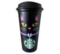 STARBUCKS Tasse de voyage réutilisable motif chat noir Halloween Grande taille 16oz / 473 ml