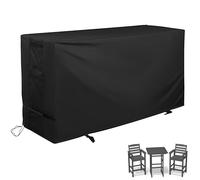 Starcrew Housse de Protection pour Salon de Jardin en Tissu Oxford imperméable, Noir, Convient pour Table Haute et chaises d'extérieur 3 pièces, Ajustement personnalisé avec Cordon de Serrage et