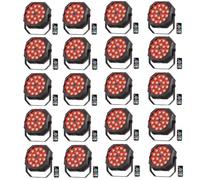 Starlitflow 20PCS Mini RGB Projecteur 18 LED Par Batterie Rechargeable 3000mAh, 27W Lumière Scène avec Télécommande, Autonomie 4-6h, Activation Sonore Par pour Fête Bar DJ Disco Mariage Noël
